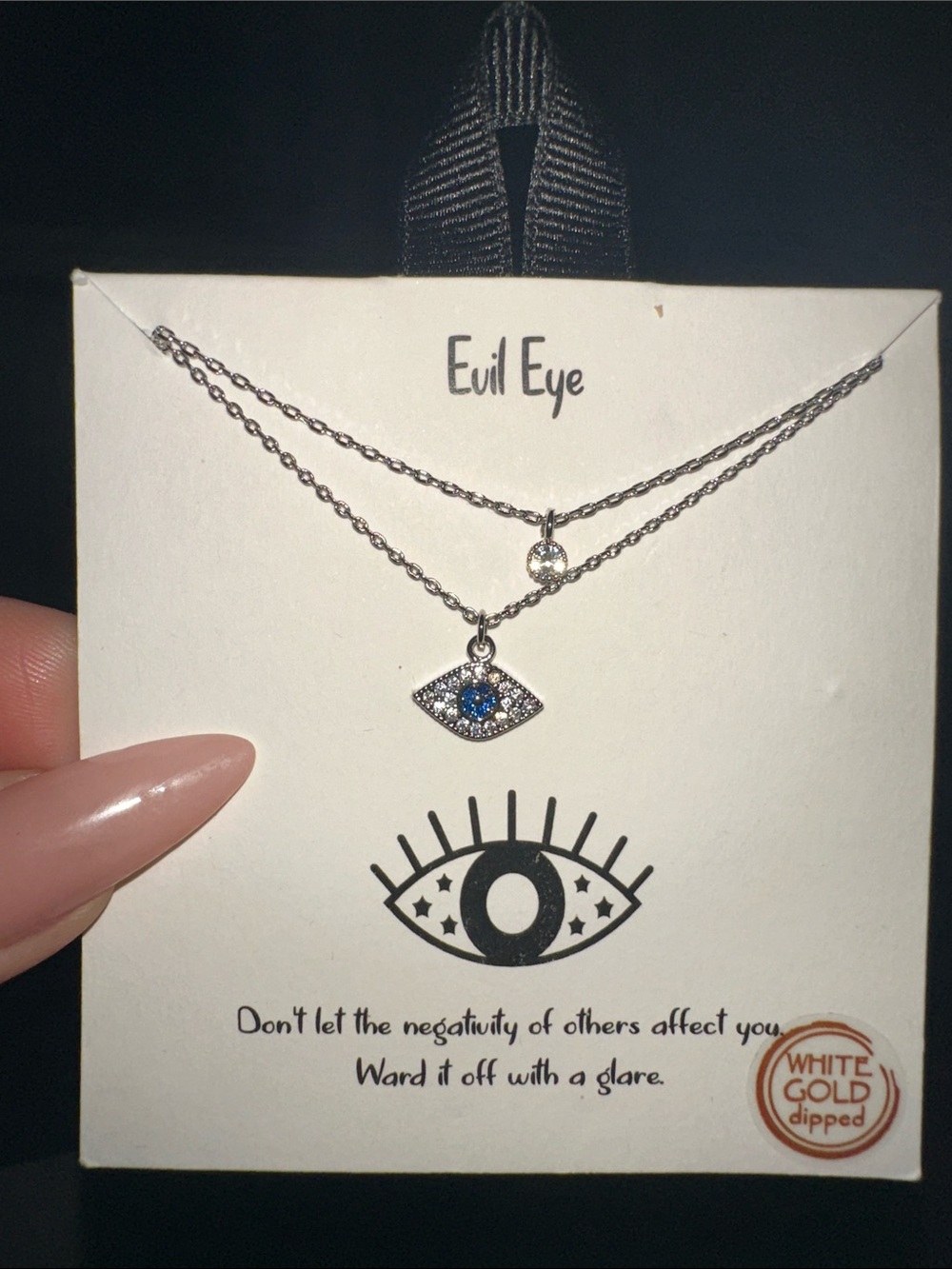 EVIL EYE Protection Necklace - White Gold Dipped